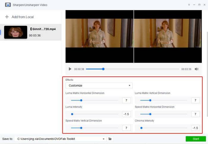 Customize the video settings to acheive blurred effect