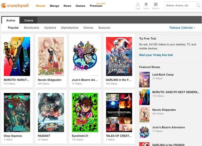 Die 14 besten Websites zum Anime kostenlosen Gucken