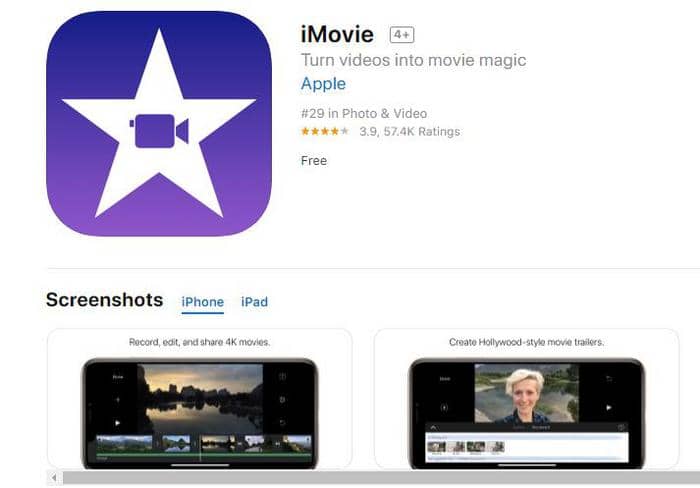 Apple’s free built-in fast motion video editor for iOS users.