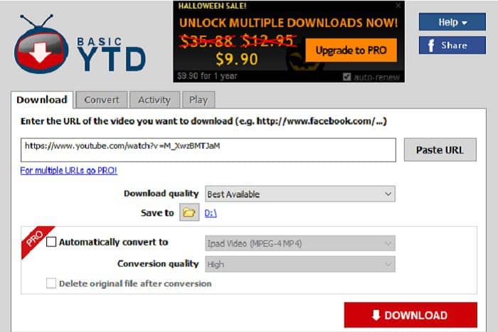 Comment convertir des vidéos YouTube en AVI avec des convertisseur youtube en avi gratuit:YTD Video Downloader